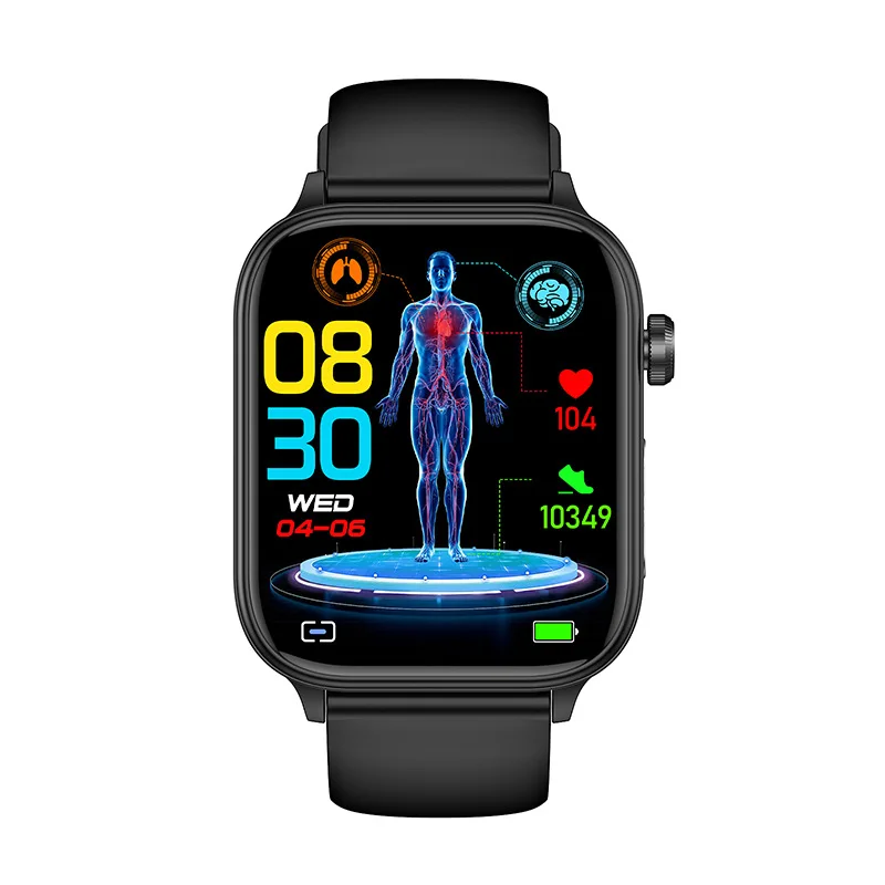 

ET570 Smart Watch 1.96 Inch IPS HD Screen BT Calls Heart Rate Blood Oxygen Sleep Body Temperature Monitor Mood Test SOS Alert