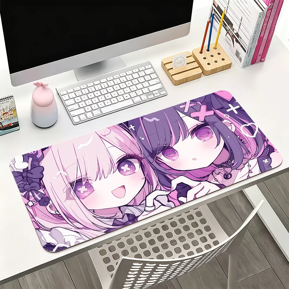 Jirai Kei The Pink White Angel Girl Mouse Pad For Office Gaming And Keyboards Non-Slip Large Waterproof