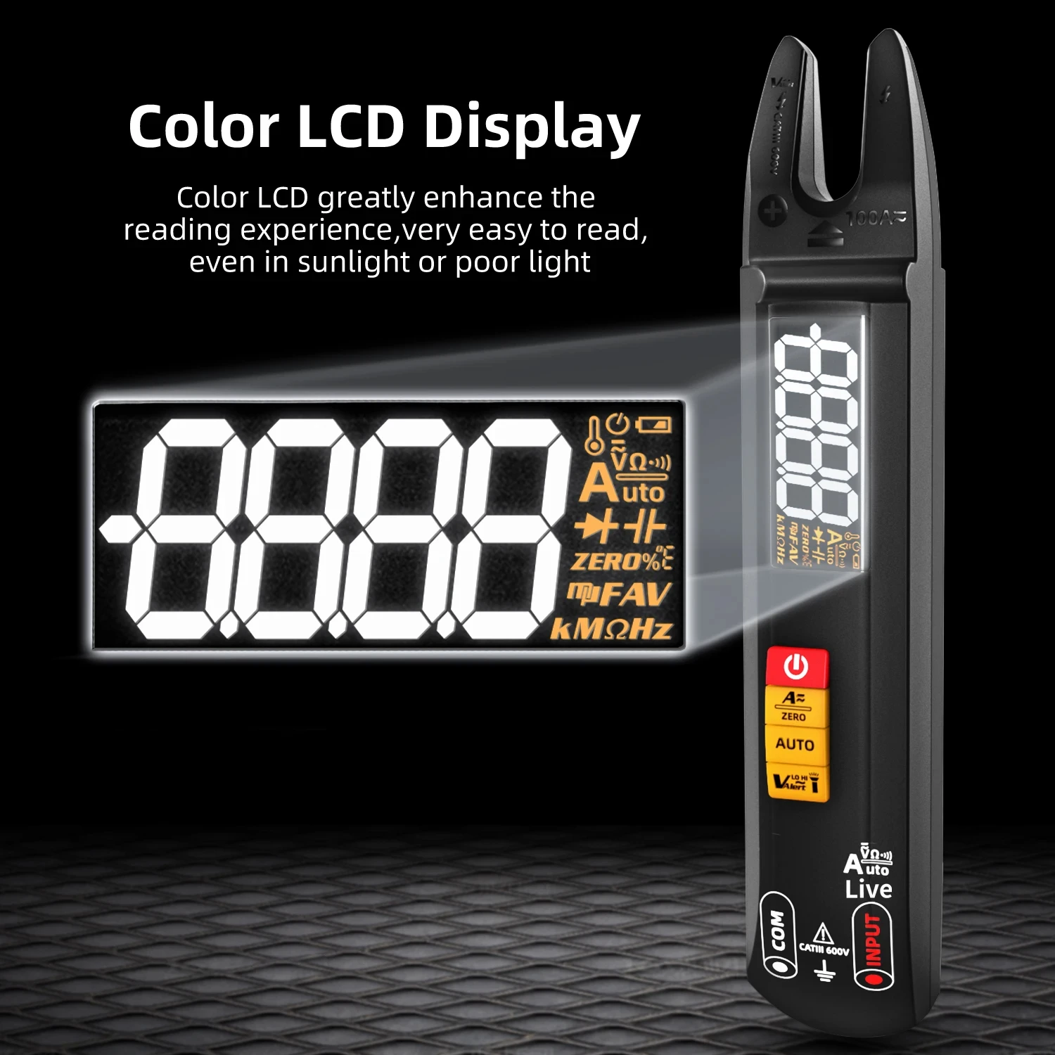 Digital Clamp Multimeter Rechargeable Display 6000 Auto Current Voltage Non Contact Hz Temperature Electronic tester