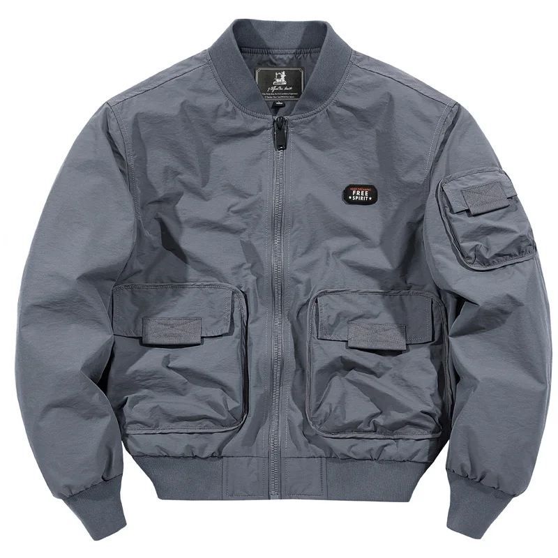 

Men's Workwear Jaet Spring Autumn Lightweight Large Size Multiple kets Baseball Sle Pilot Jaet Cleanfit Collar