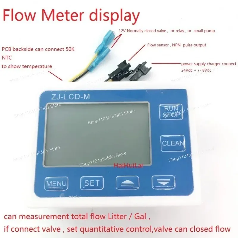 Quantitative Controller Set with ZJ-LCD-M Meter 1/2' Flow Sensor Valve Power Supply for Water and Liquid Measurement