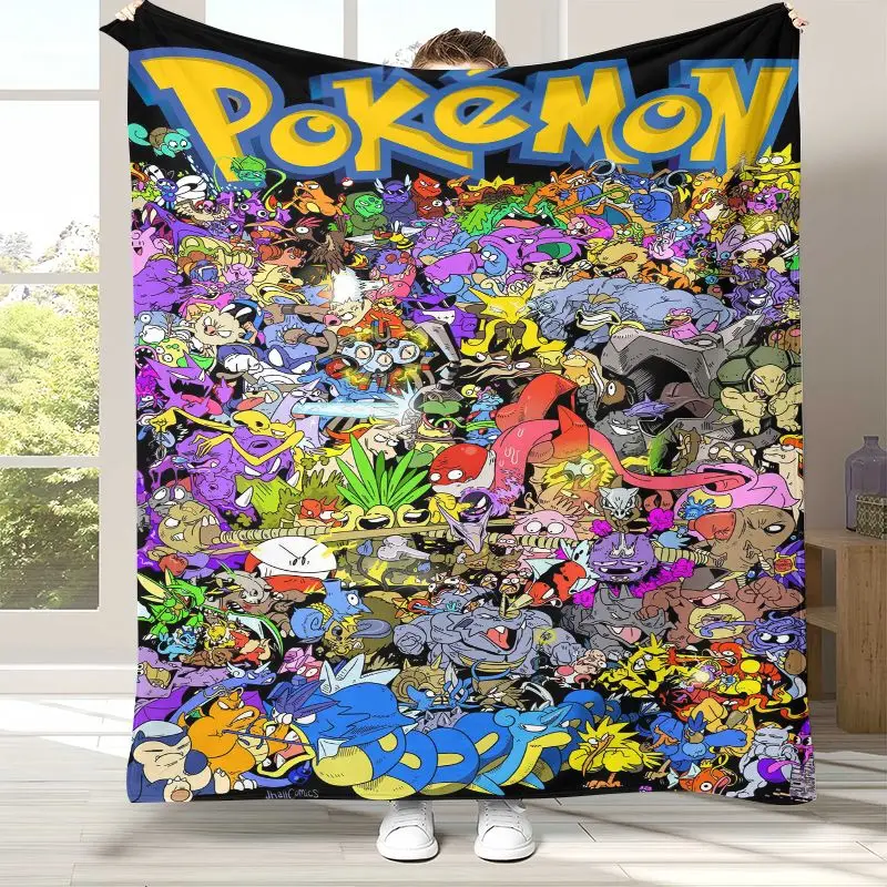 3D Cartoon P-Pokemon Characters Soft Flannel Throw Blanket,Cozy Warm Blanket for Bed,Sofa,Living Room,Picnic,Camping,Home Decor