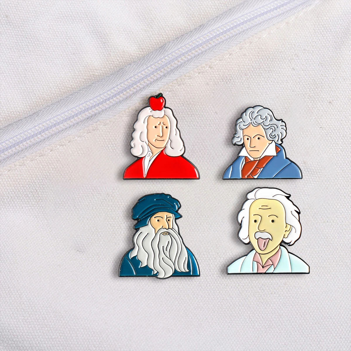 4Pcs Cartoon History Celebrity Enamel Brooch Cute Funny Newton Einstein Metal Badge Lapel Pin Clothing Accessories Jewelry Gifts image 2