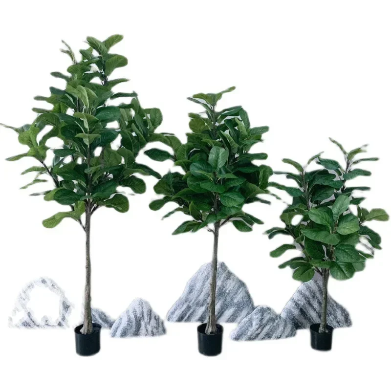 Nordic Internet celebrity simulation big leaf piano leaf Ficus potted plant large floor commercial interior decoration