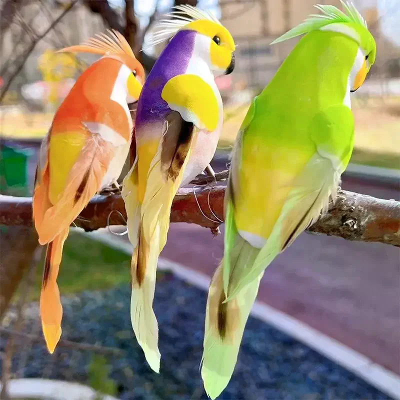 1pcs 15cm Decoration Miniature Lawn Doll Ornaments Creative Handmade Simulation Parrot Animal Bird Garden Props