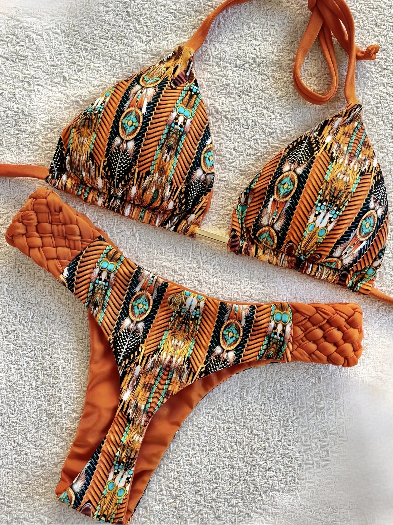 

Print Halter Mini Thong High Cut Bikini Female Swimsuit Women Swimwear Two-pieces Bikini set Bather Bathing Suit Swim