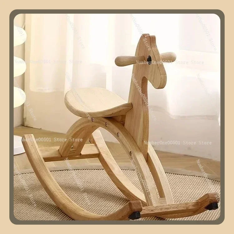 For Children  Living Room Baby Seat Furniture Creative Kids Rocking Chair Wooden Animal Shape Rocking Horse Toy