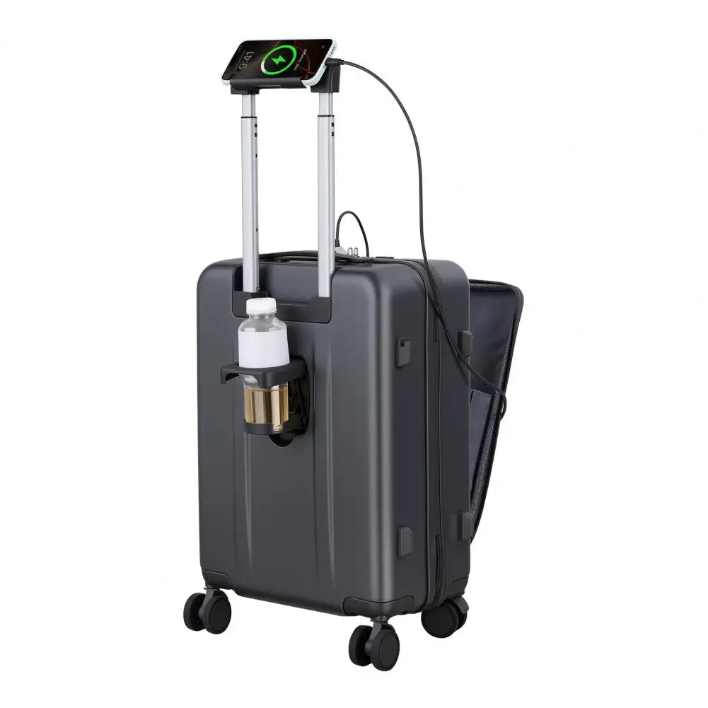 20 Inch Airline Approved Hard Shell Carry-On Luggage with 360 Degrees Spinner Wheels Front Laptop Pocket Cup Holder TSA Lock