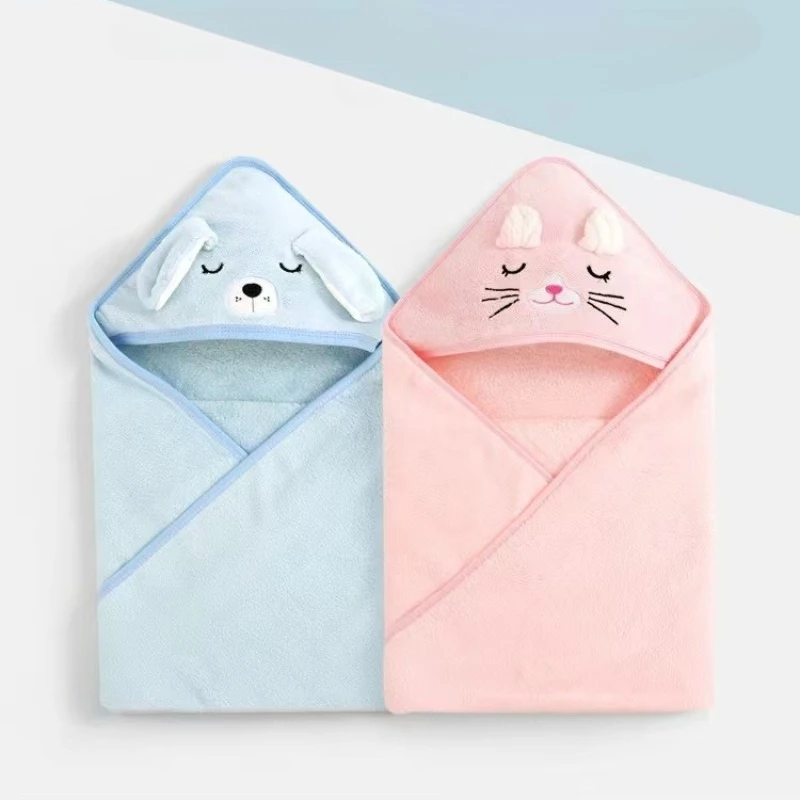 Baby Bath Towel Newborn Soft Coral Fleece Spring and Autumn Baby Quilt Bath Children Hooded Cape Absorbent Baby Products