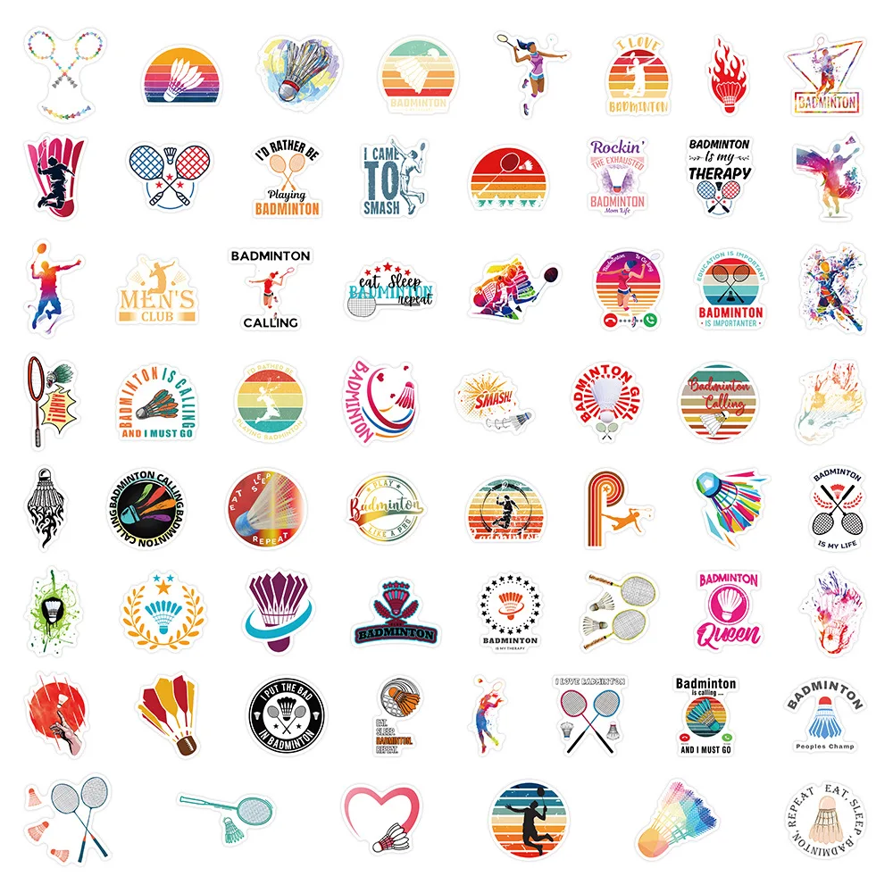 10/62PCS Sport Competitivo Sport Adesivi da Badminton Cartoon Divertimento Fresco Decorazione da Badminton Doodle Decal Adesivi Giocattolo Per Bambini Regalo