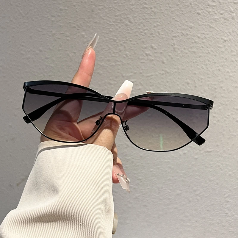 KAMMPT Y2k Übergroße Sonnenbrille für Damen 2026 Neu in Mode Monoblock Casual Shades Trendiges Luxusmarken-Design Dekor Sonnenbrille
