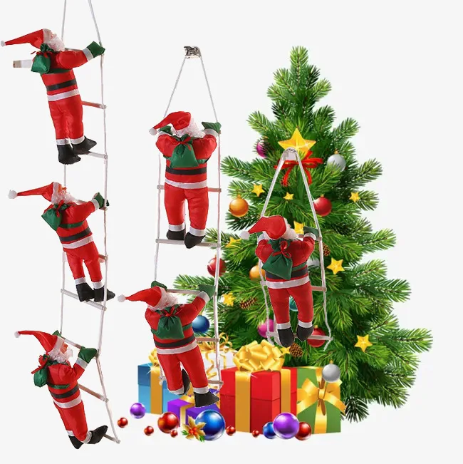 Christmas Ornaments Gift Climbing Ladder Santa Claus Christmas Tree Wall Hanging Pendants Climbing Rope Doll New Year Kids Toy