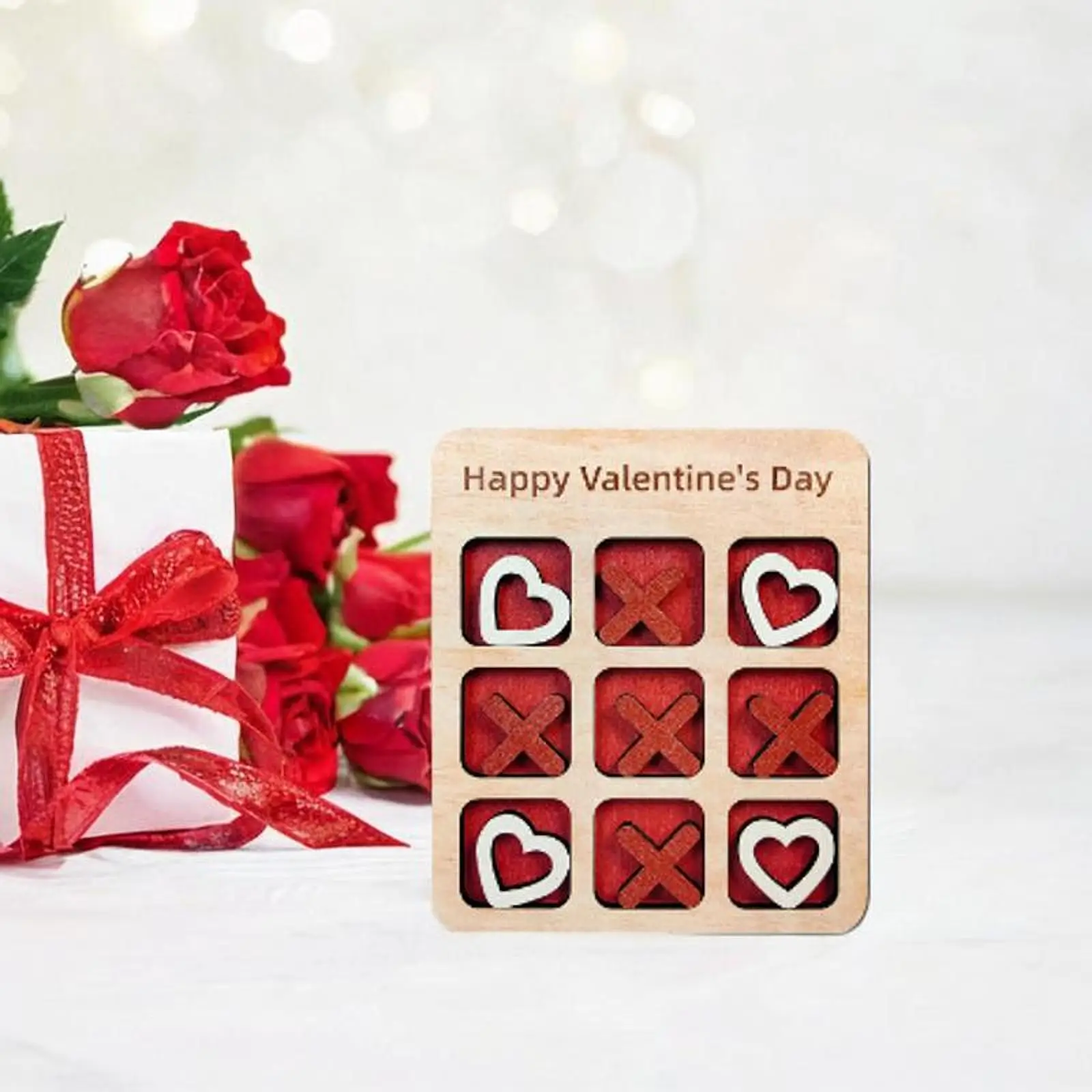 Wooden Tic TAC Toe Game Valentines Day Gift Interactive Party Favors Creative Entertainment XO Table Toy for Adults Children