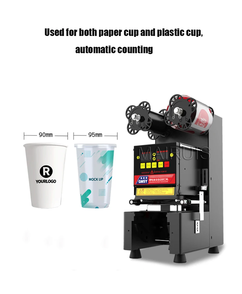 Commercial Cup Sealing Machine Milk Tea Shop Sealing Machine Fully Automatic Cup Sealer Coffee Juice Soy Milk Drink Heat Sealer