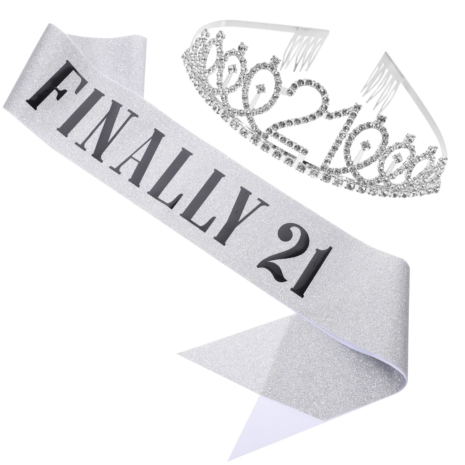 

1 set 1 Set Birthday Party Etiquette Sash Tiara For Girls 21St Birthday Celebration Crown Accessory Photo Props Party Supplies