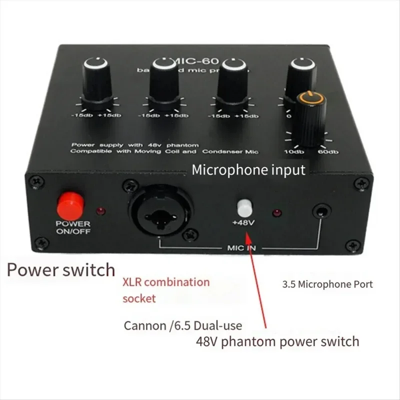 Gebalanceerde dynamische microfoonversterker Muziek Audioversterker Host+DC-kabel (Canon-kabel, 6.5 audiokabel, 3.5 audiokabel)