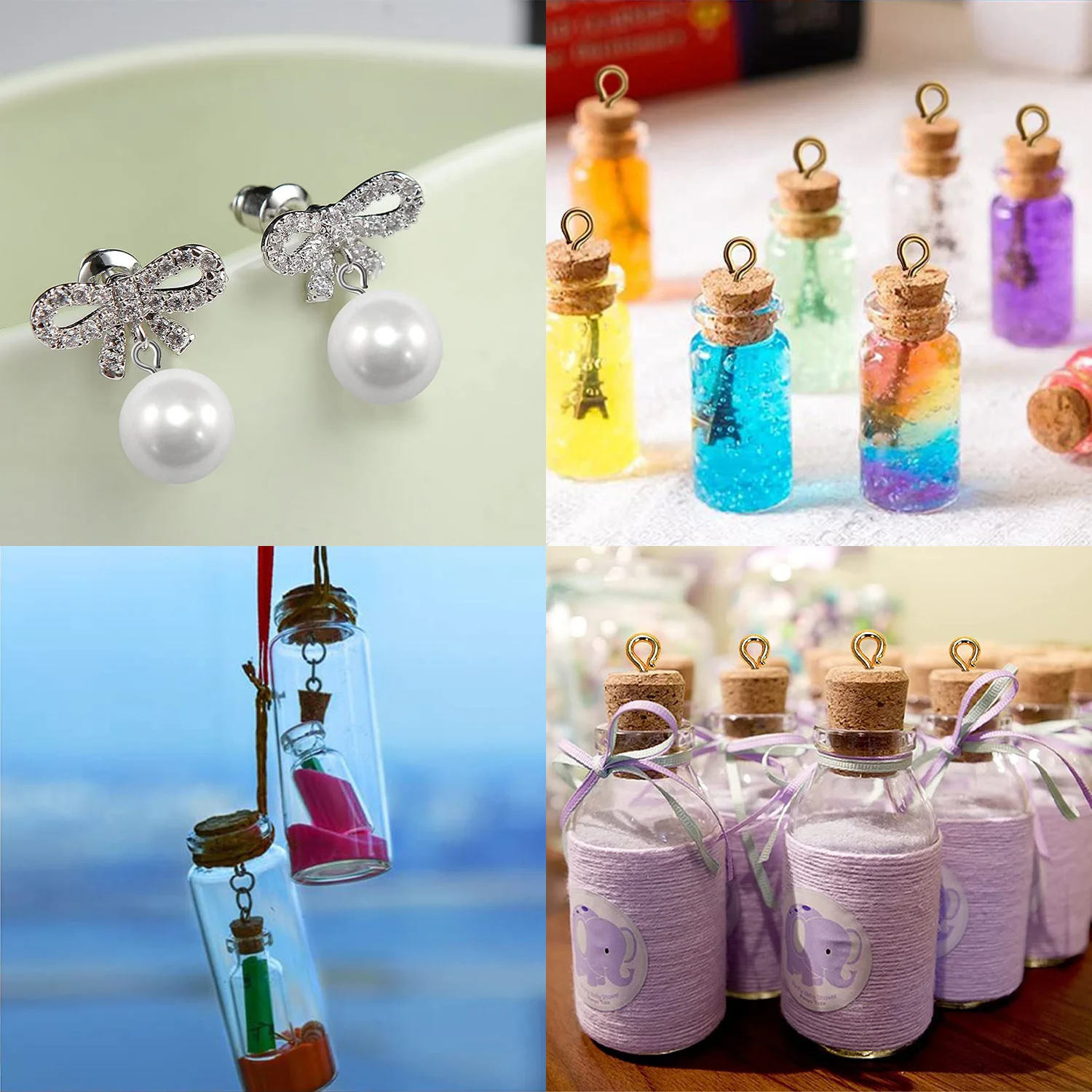 6er-Set Gold & Silber Kleine Schraubösen für Schmuckherstellung & DIY-Bastelarbeiten, Mini-Ösenschrauben für Kunstprojekte & Perlenanhänger – Detail 3