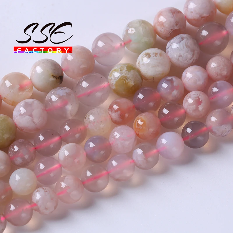 

Natural Blossoms Cherry Agates Gemstone Beads Round Loose Spacer Stone Beads For Jewelry Making Diy Bracelets Necklaces 6 8 10mm