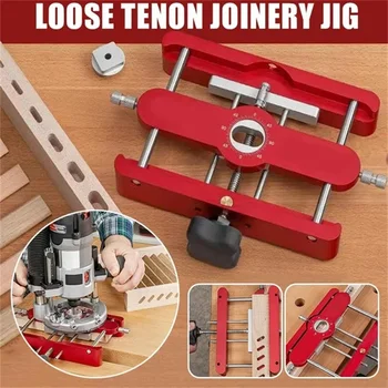 2 in 1 All Metal Precision Tenon Jig Loose Tenon Joinery Jig Punch Locator Doweling Jig Connector Fastener Woodworking Tools