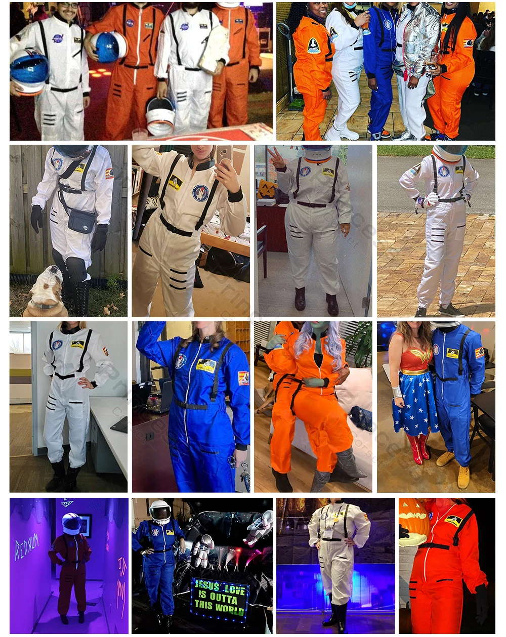 Astronauten-Kostüm für Erwachsene, für Damen und Herren, Fluganzug-Kostüm, Cosplay, Weltraum-Astronaut, blauer Ganzkörper-Overall mit Reißverschluss, Karneval – Detail 2