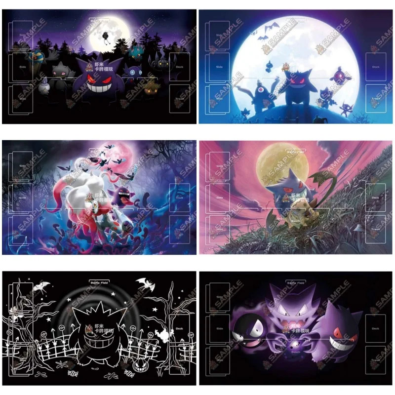 

Покемонный коврик для карт Gengar Series Mega Evolution Ptcg Diy Резиновый боевой коврик для одного игрока Аниме Фигурки игрушек Подарки для друга