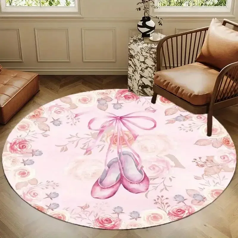 VIKAMA Home Ästhetischer runder Schlafzimmer-Nachttisch, rosa Teppich, Gästezimmer, Prinzessin, Blumen-Bodenkissen, luxuriöse Teppichdekoration für Zuhause – Detail 4