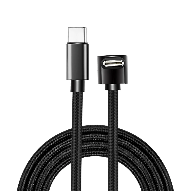 Nylon Braided 90 Degree Elbow USB Type C to USB C PD Cable For Samsung For Tesla 60W Fast Charger Cord USB-C Cable