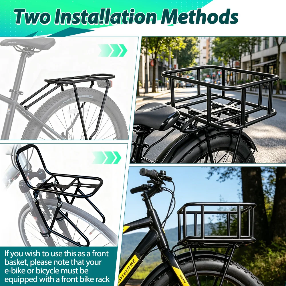 Schnell abnehmbarer Fahrradkorb für den Gepäckträger – Große Kapazität für E-Bikes und Fahrräder – Ideal für Reisen und Einkäufe – Detail 6
