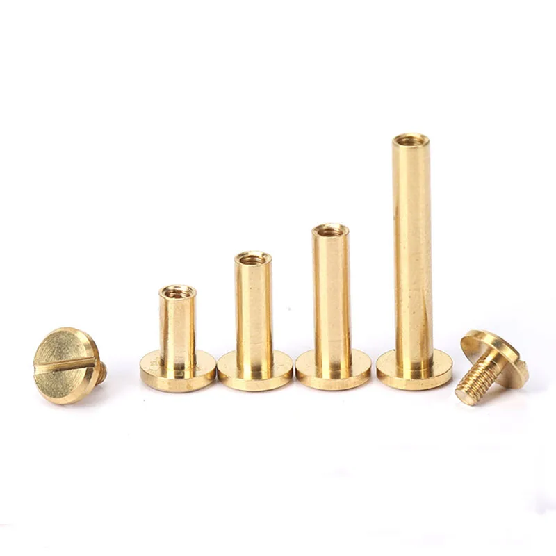 10pcs Solid Brass Binding Chicago Screws Nail Stud Rivets for Photo Album Leather Craft Studs Belt Wallet Fasteners 8mm cap