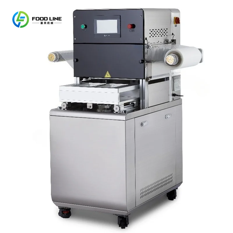 Automatic MAP Tray Sealing Machine with Nitrogen Gas Filling Vacuum Modified Atmosphere Food Packer Custom