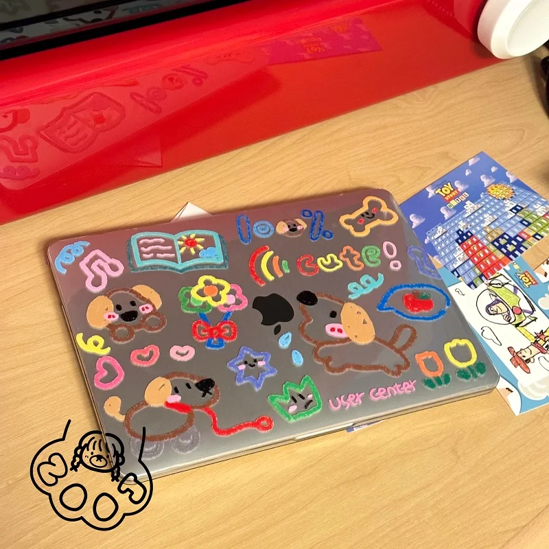 Korean cartoon Laptop Case For Macbook Pro14 A2442 Air13.6 A3113 13.3 A2337 Air15 A3114 16 transparent Hard Shell