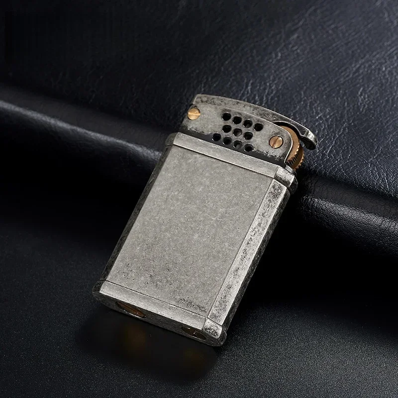 Briquet en métal Vintage, meule classique, Texture d'allumage, coupe-vent, accessoires pour fumer, cadeau haut de gamme pour hommes