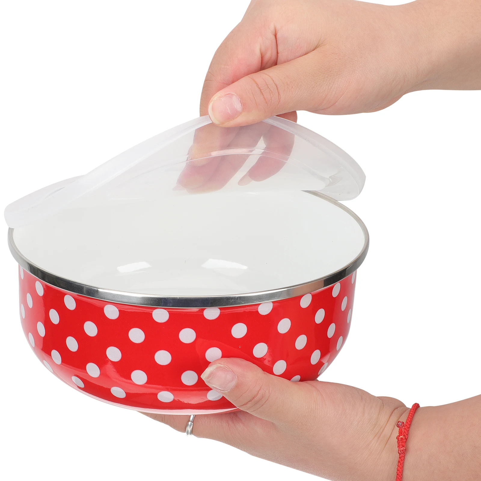 

5pcs Fresh Keeping Bowls Salad Noodle Food Containers Enamel Covered Sealing Ceramic Kitchen Storage Fruit Egg Mixing Travel