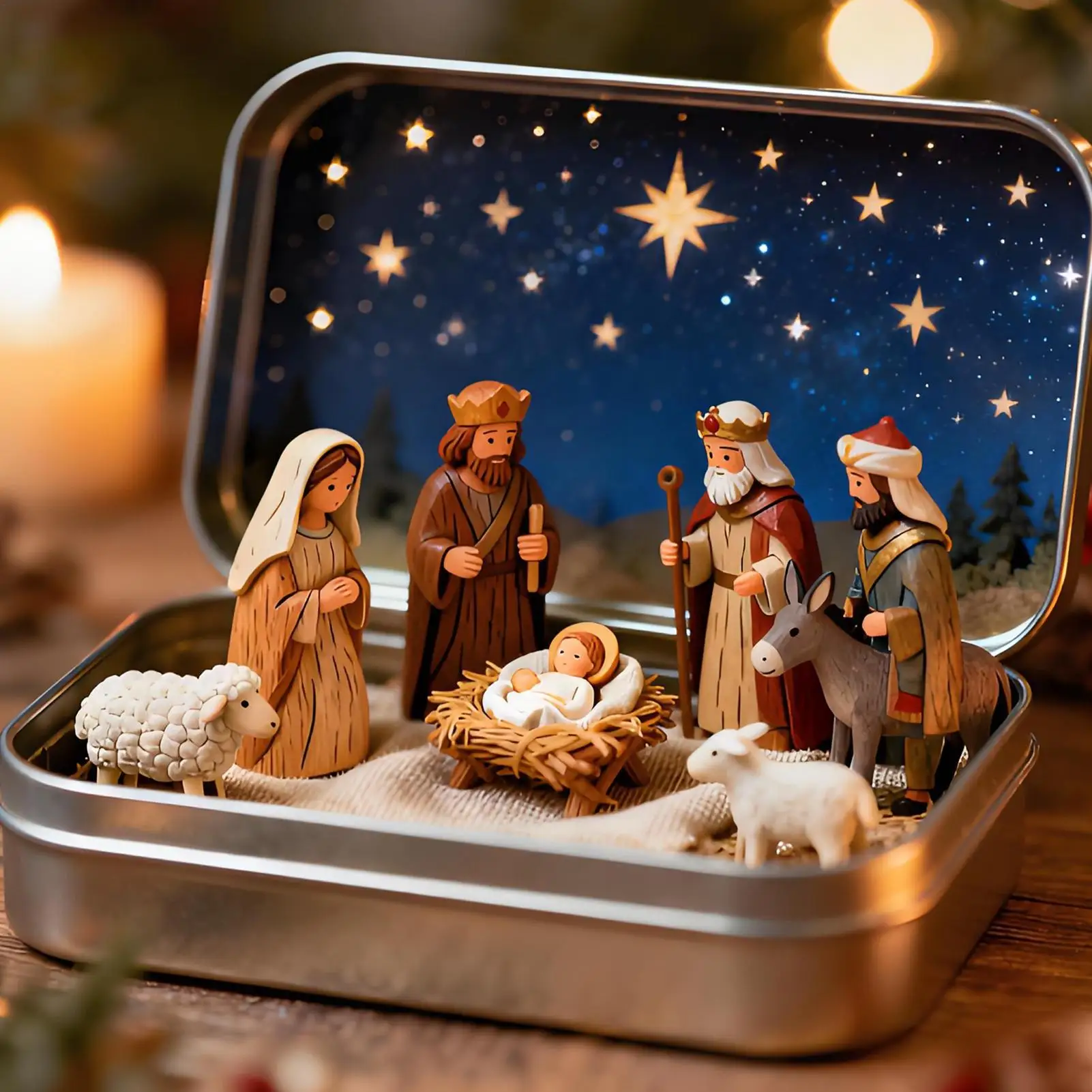 ชุดฉากการประสูติของพระเยซูคริสต์สำหรับคริสต์มาส ของตกแต่งคริสต์มาส ชุดฉากการประสูติของพระเยซูคริสต์แบบพกพาทำจากเรซิ่น ของสะสม ของตกแต่งฉากการประสูติสำหรับวางบนโต๊ะ ตู้ หรือโต๊ะทำงาน