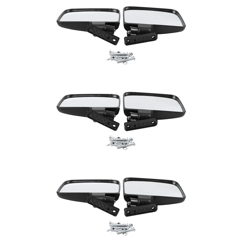 6X Golf Cart Mirrors - Universal Folding Side View Mirror For Golf Carts Club Car, Ezgo, Yamaha, Star, Zone Carts