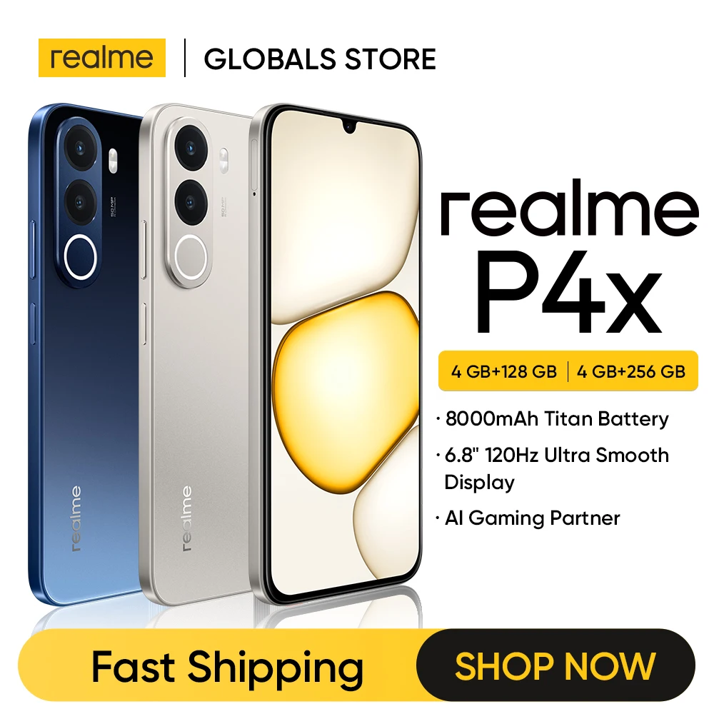 [New] realme P4x Smartphone NFC 8000mAh Battery 45W Charge 6.8'' 120Hz LCD Display 50MP AI Camera IP64