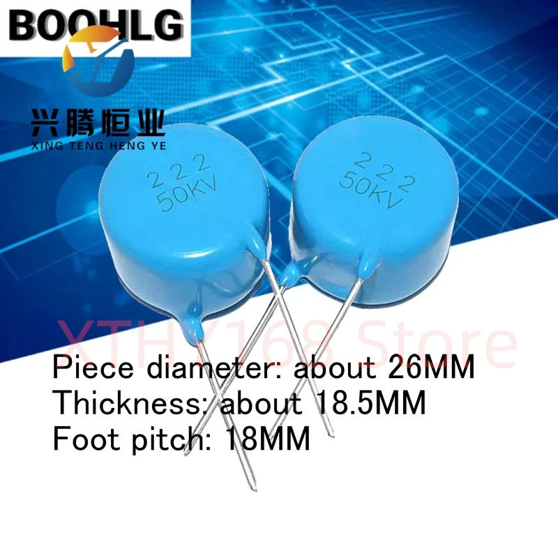 1pcs New and original 50KV 2.2NF 40KV porcelain dielectric 222 2200pF high-voltage porcelain capacitor blue
