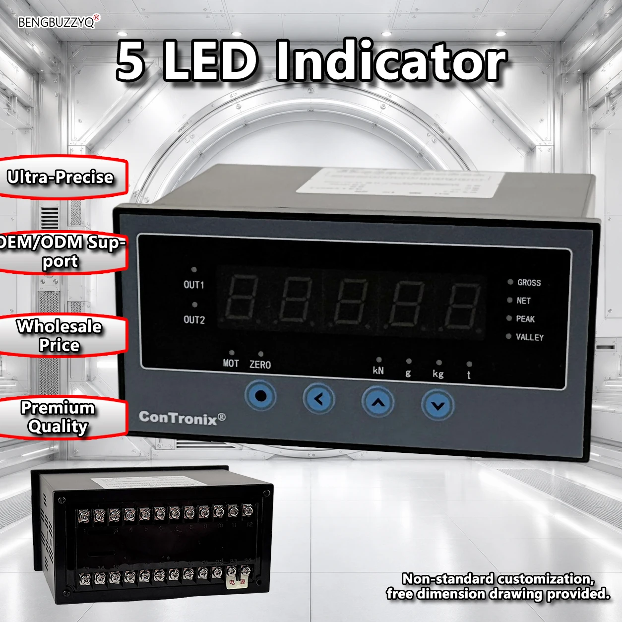 High Precision Digital Weight Indicator for Flat Diaphragm Load Cells 5-Digit LED Display 0.05% Accuracy