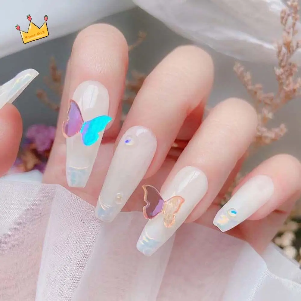 Aurora Butterfly Symphony เครื่องประดับเล็บ 3D เครื่องประดับเล็บ Aurora เล็บ Rhinestones อุปกรณ์แต่งเล็บผีเสื้อตกแต่งเล็บ