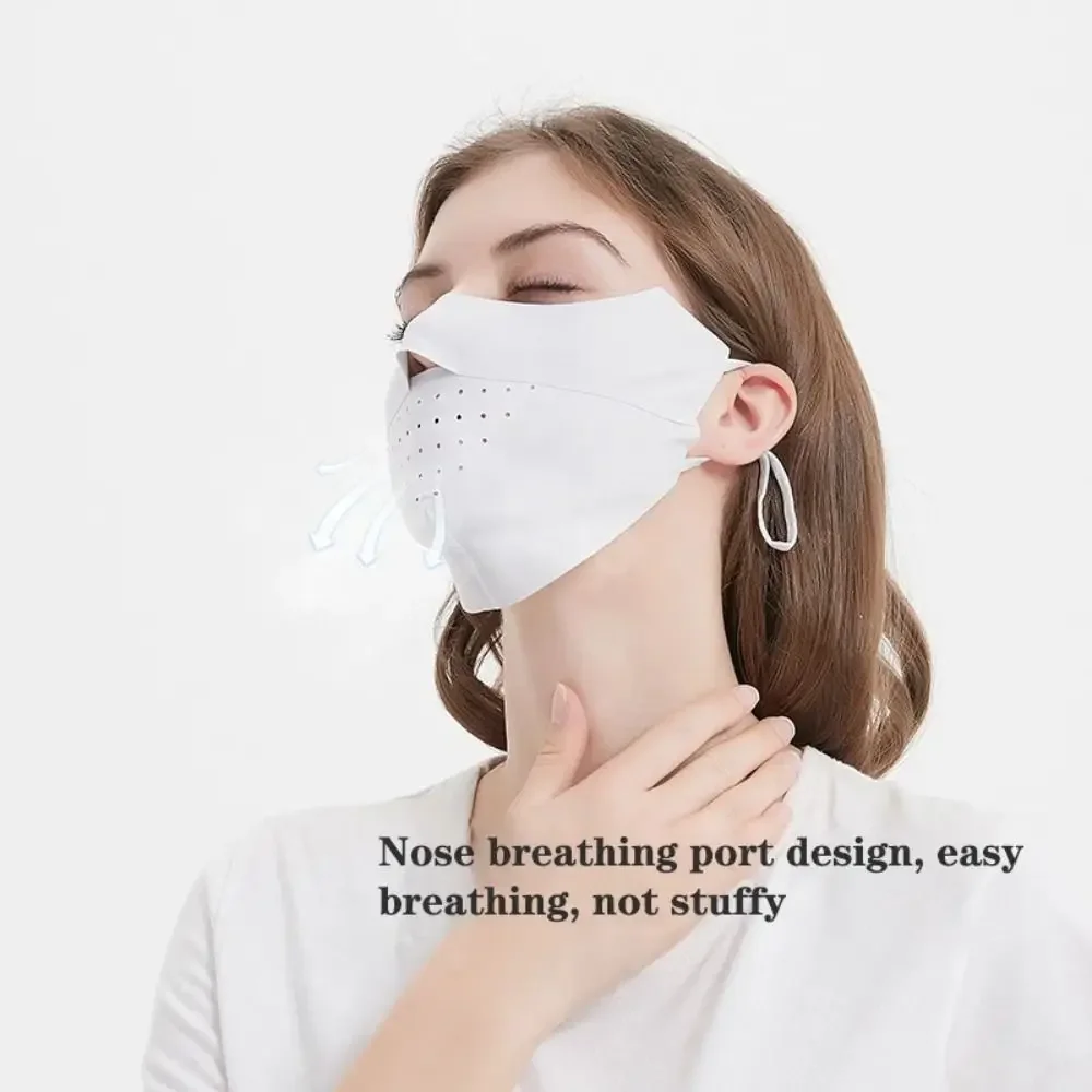 Maschera per il viso in seta di ghiaccio di alta qualità Protezione solare unisex Maschera da ciclismo per corsa all'aperto traspirante regolabile estiva Ль Khuты