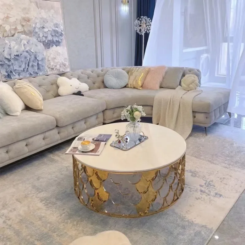 Amerikaanse lichte luxe stoffen gesp massief houten hoekbank combinatie moderne eenvoudige woonkamer stof fleece prinses bank