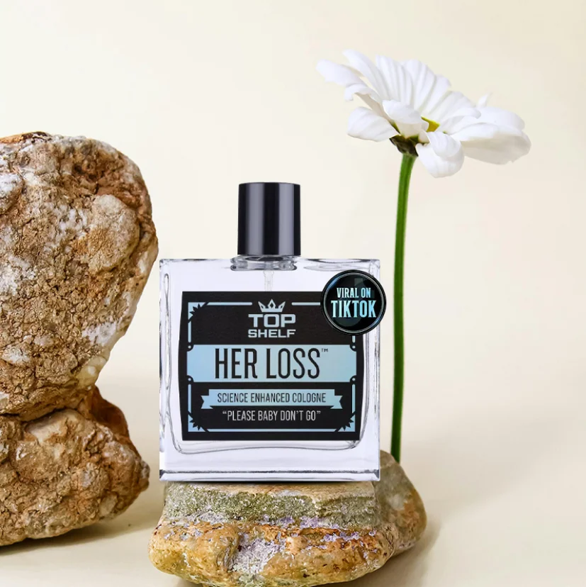Her Loss Men’s Eau De Cologne Spray 3.3 Fl Oz, Modern Masculine Casual Fragrance Spray, Portable Glass Bottle Scent for Dating, Night Out and Social Gathering, Unique Fun-Idea Gift for Men