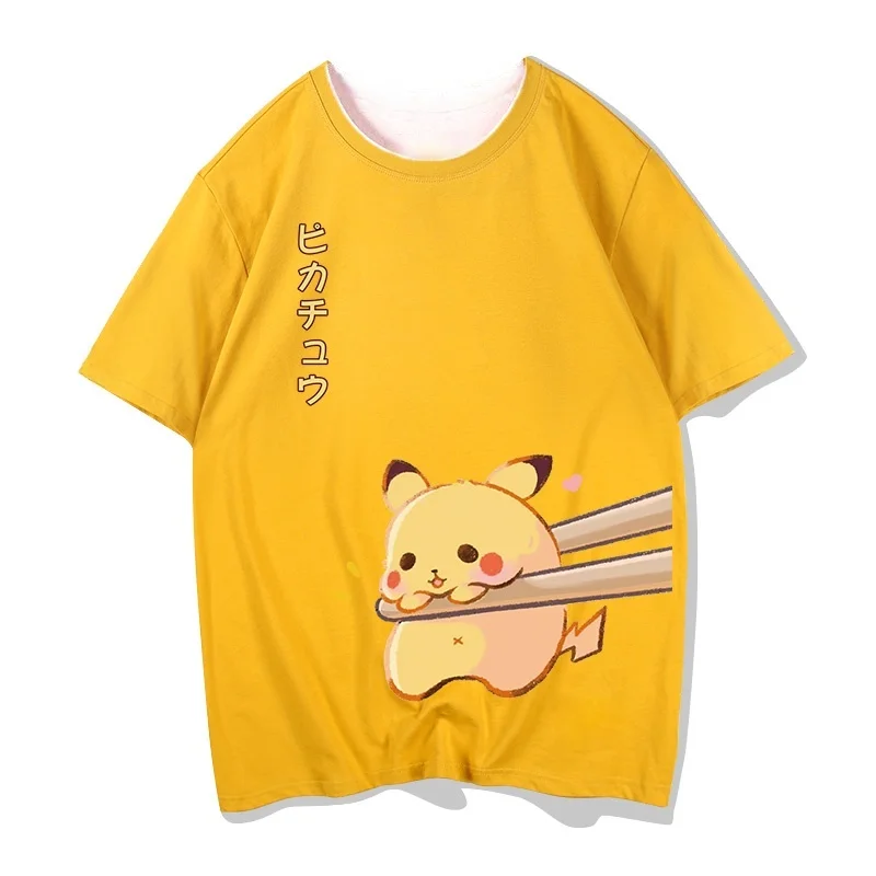 novo-2025-pokemon-casal-manga-curta-dos-desenhos-animados-pikachu-verao-bonito-das-mulheres-dos-homens-casais-y2k-verao-criancas-esportes-ao-ar-livre-camisetas