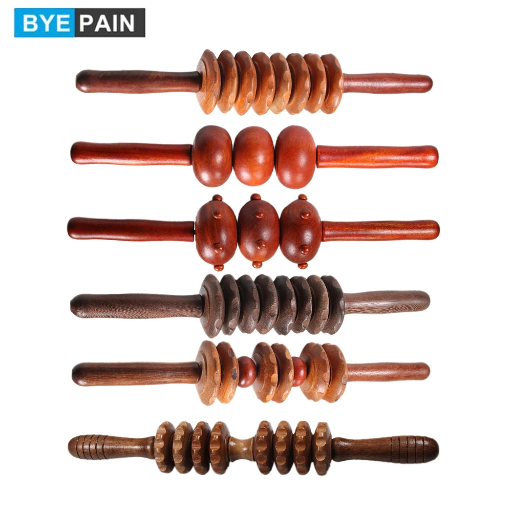 

BYEPAIN Wooden Massage Roller for Waist and Thigh, Multi-Functional Body Roller for Cellulite Reduction and Muscle Tension