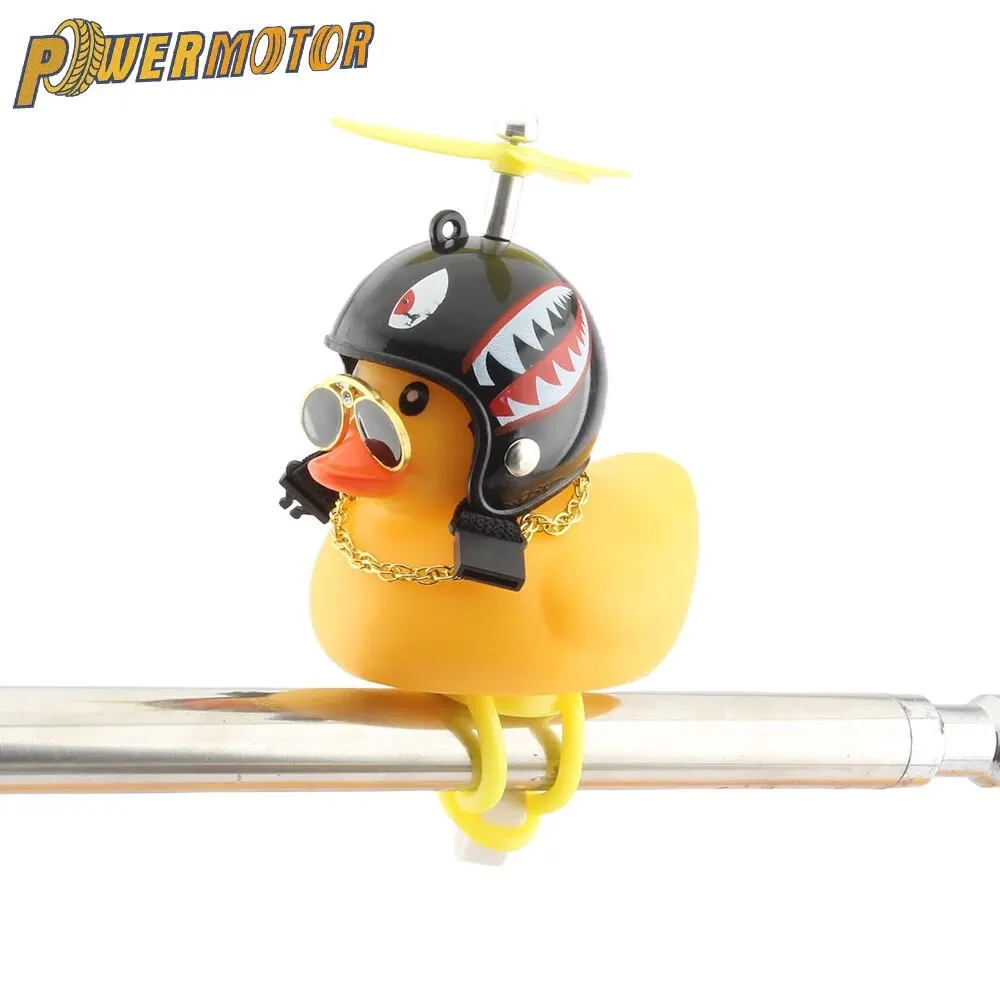 Motorcycle Accessories Cute Duck with Propeller Helmet Broken Wind Rubber Duck Toy Car Bicycle Small Yellow Duck Decor Ornaments