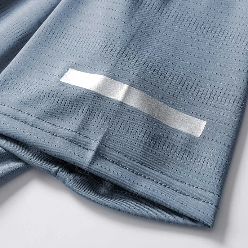 Camiseta para correr para hombre, camiseta fina de seda helada con estampado reflectante, camiseta de Fitness transpirable de manga corta de secado rápido