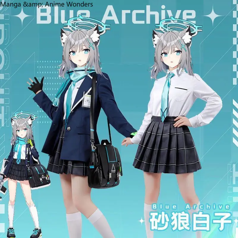 

Game The Animation Sunaookami Shiroko JK Preppy Style Uniform Shirt Coat Skirt Cosplay Suit Clothing Anime