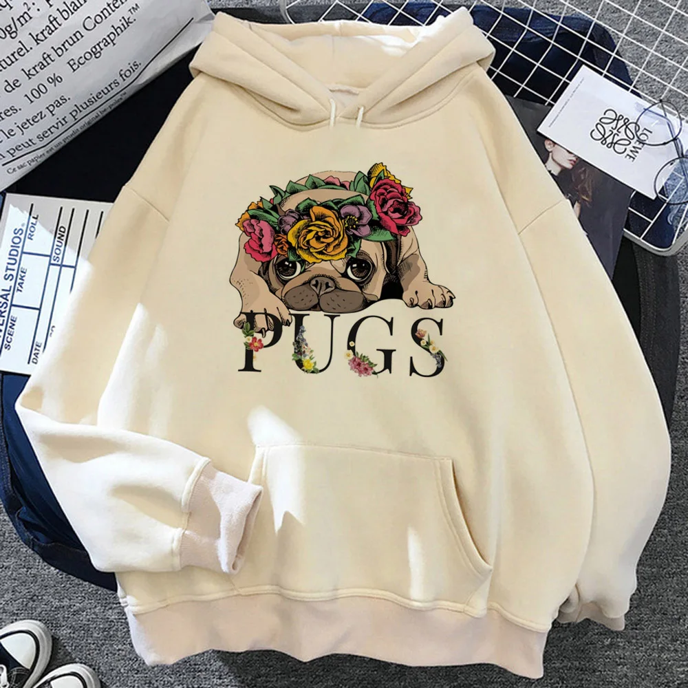 Pug hoodie Japanese pattern manga anime sweater girl tracksuits patterned Y2K