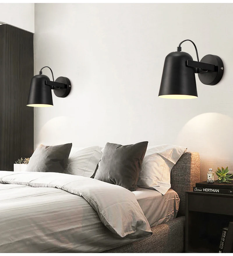 LED Wall Lamp Nordic Macaron Colorful Bedside Lamps Indoor Aisle Stair Background Adjustable Lighting Sconces Home Decors Lights
