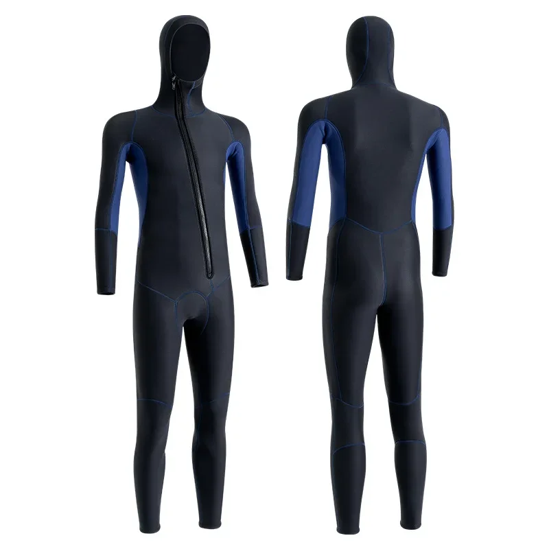 

3MM Diving suit men hooded warm winter swimsuit cold and wet surfing suit, snorkeling one piece diving suit neoprene wetsuit